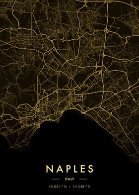 Naples City Map Gold