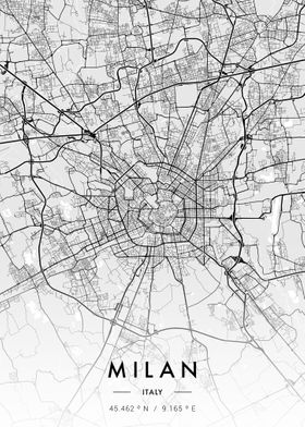 Milan City Map White