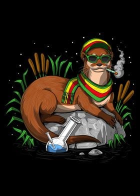 Otter Stoner Smoking Weed