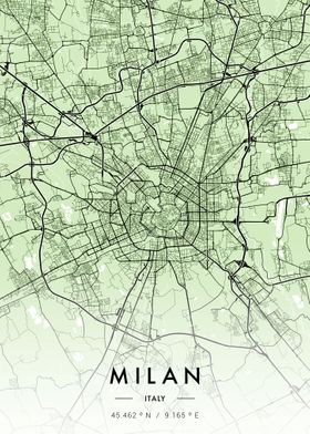 Milan City Map Green