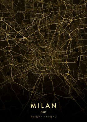 Milan City Map Gold