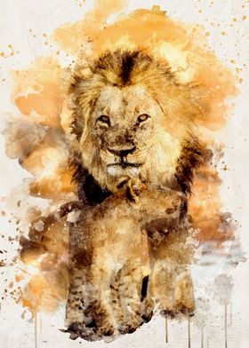 Watercolour Lions