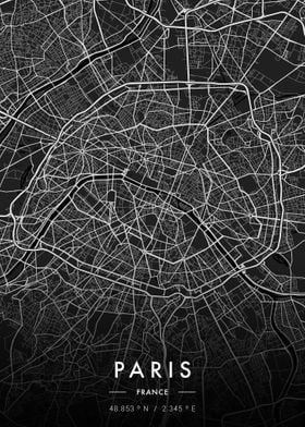 Paris City Map Dark