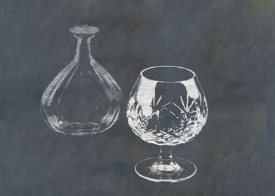 Cognac snifter and bottle