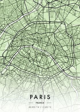 Paris City Map Green