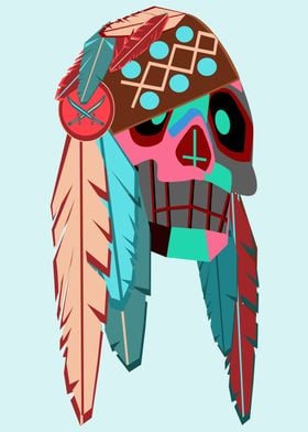 Pirate skull with feathers