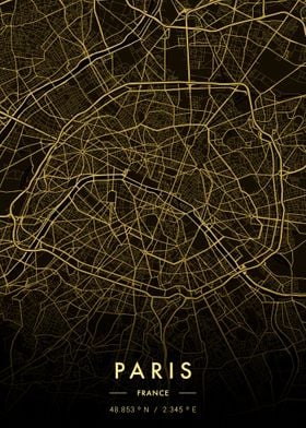 Paris City Map Gold