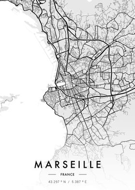 Marseille City Map White