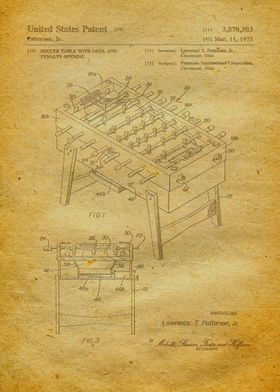 87 Foosball Table Patent 