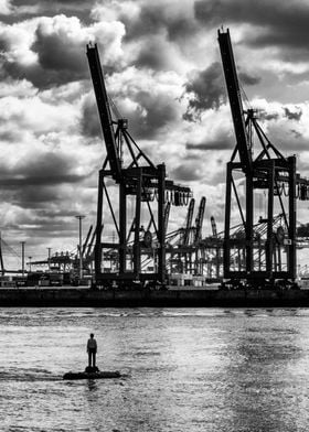 Hamburg Cranes Elbe