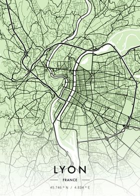 Lyon City Map Green