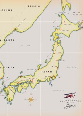 Illustrated map of Japan