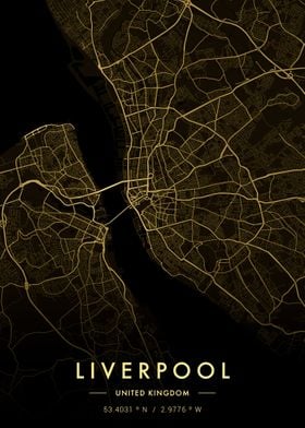 Liverpool City Map Gold