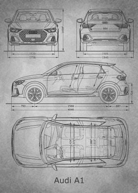 Audi A1 Blueprint gray old