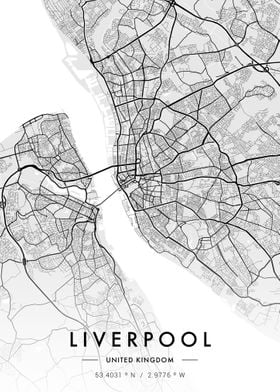 Liverpool City Map White Poster Print By Michael Van Der Zwet Displate