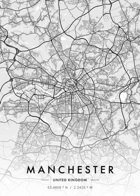 Manchester City Map White