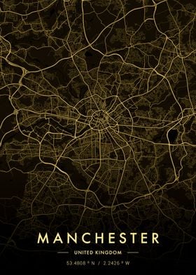 Manchester City Map Gold