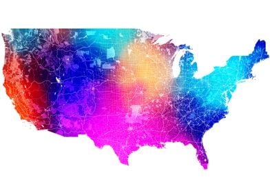 United States Neon Map