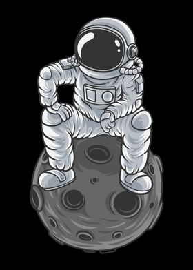 Funny astronaut waiting