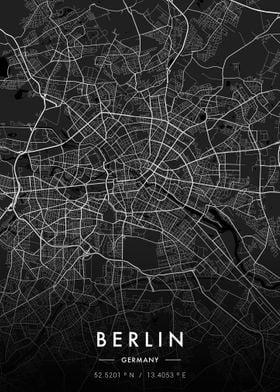 Berlin City Map Dark