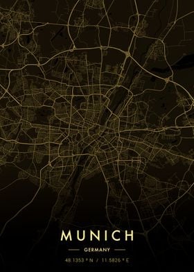 Munich City Map Gold