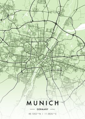 Munich City Map Green