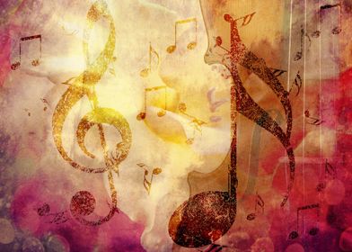 Music notes and violin