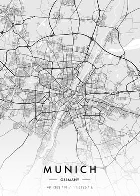 Munich City Map White