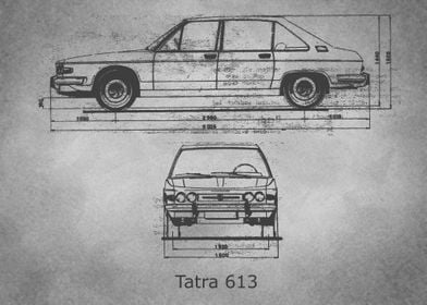 Tatra 613 Blueprint gray