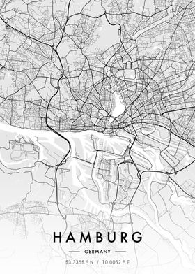 Hamburg City Map White