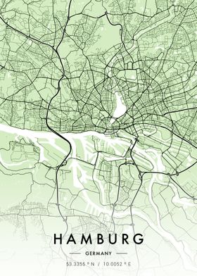 Hamburg City Map Green