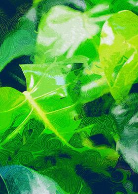 Monstera Leaves Abstract