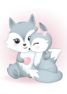 Cute couple fox