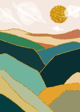 Gold Abstract Mountains