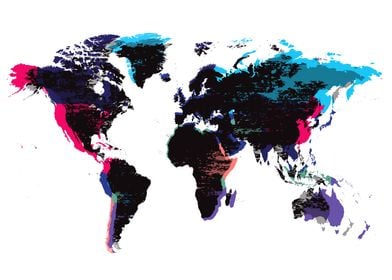 World map grunge colors