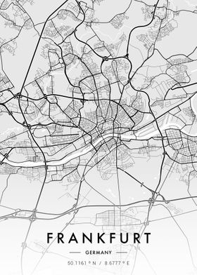 Frankfurt City Map White