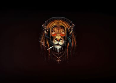smoking lion digital art
