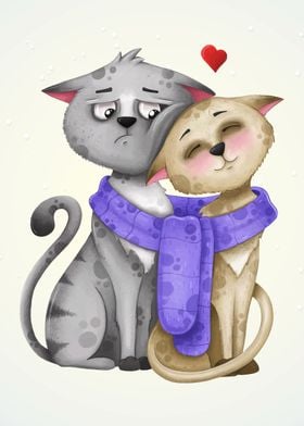 Cute couple cat