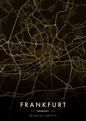 Frankfurt City Map Gold