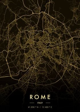 Rome City Map Gold