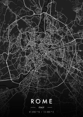 Rome City Map Dark