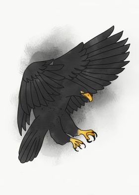 Black eagle bird painting