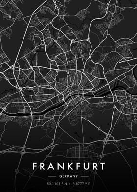 Frankfurt City Map Dark