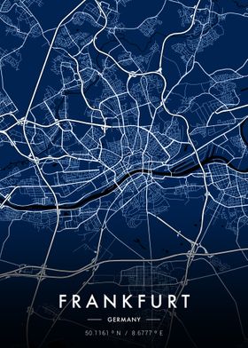 Frankfurt City Map Blue