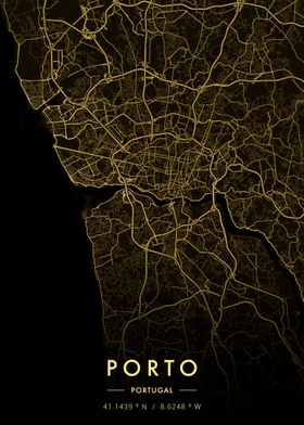 Porto City Map Gold