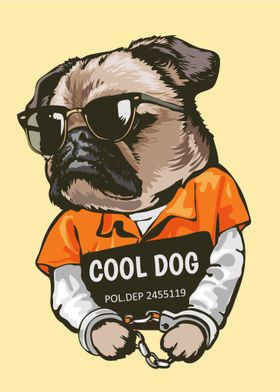 Funny pug cool dog
