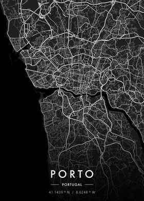 Porto City Map Dark