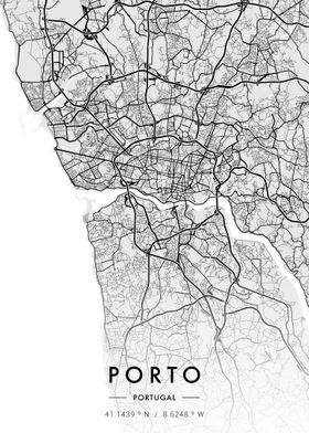 Porto City Map White