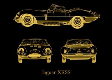 Jaguar XKSS Blueprint gold