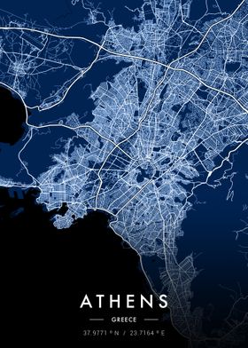 Athens City Map Blueprint